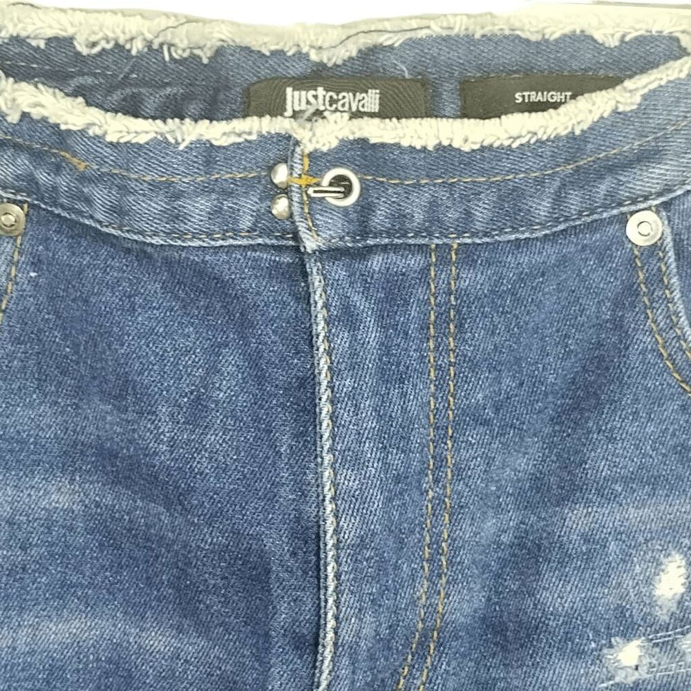Just Cavalli New York Straight Distressed Patch Jeans Sz 30 - Picture 9 of 11